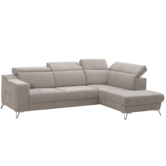 Sofá de 3 lugares com costas reclináveis e chaise longue com baú