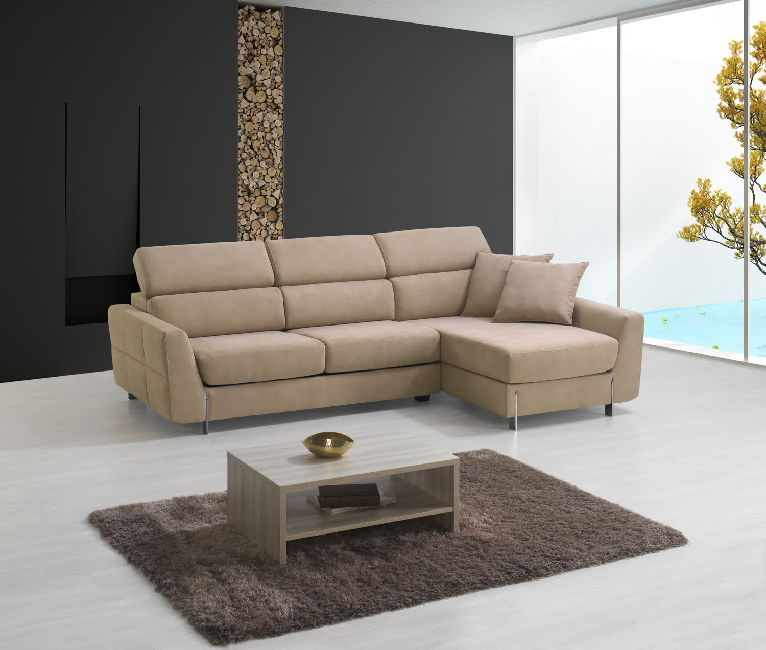 Sofá de 3 lugares com encostos reclináveis, bancos deslizantes e chaise-longue - Image 3