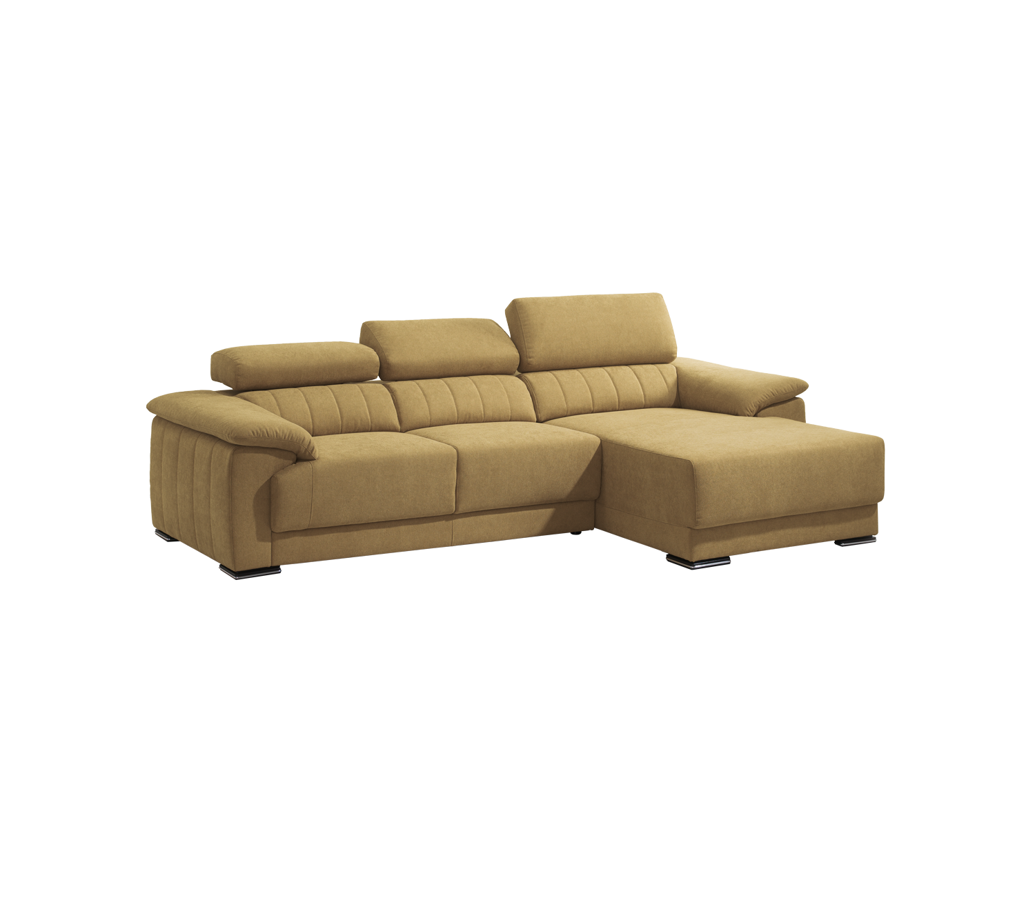 Sofá de 3 lugares com costas reclináveis e chaise longue